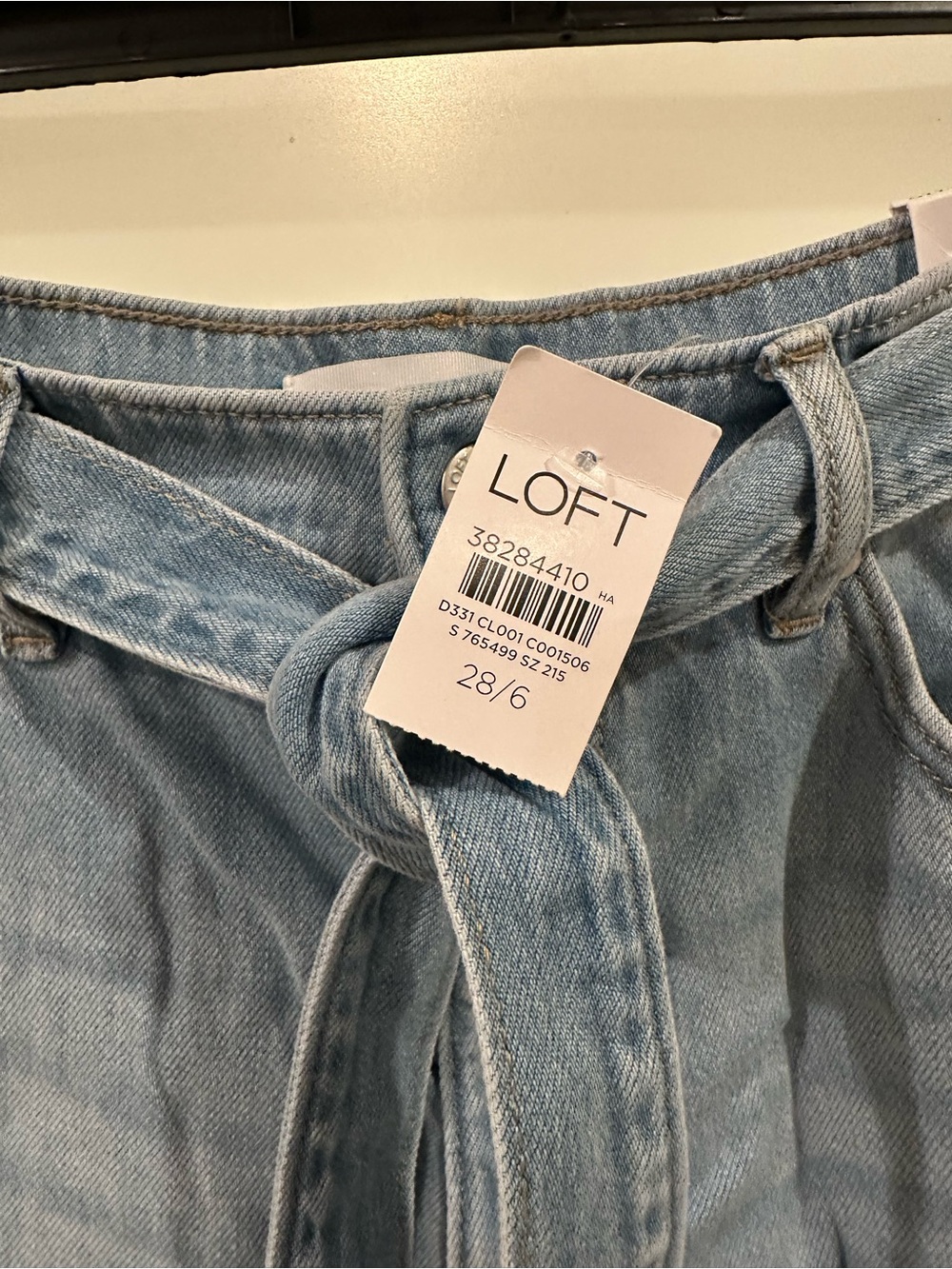 LOFT Light Blue High-Rise Palazzo Tie-Waist Jeans